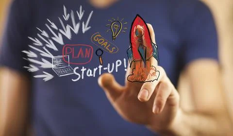 Rocket on  hand Foto stock