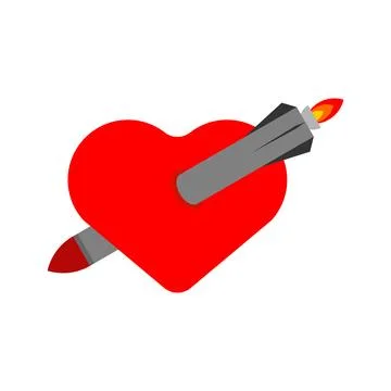 Rocket in heart. Explosion in love. Stock Illustration