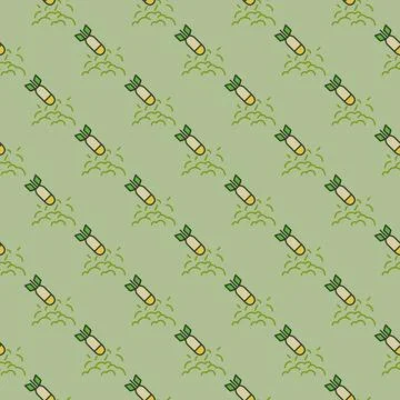 Rocket Hit with Explosion vector colored seamless pattern Stock Illustration