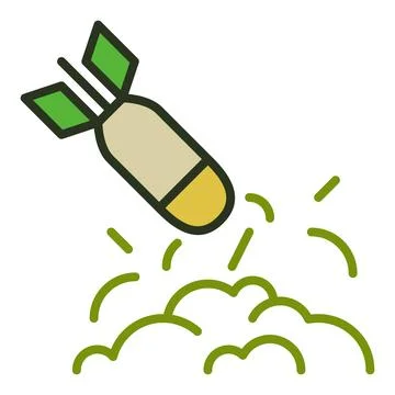 Rocket Hit with Explosion vector concept colored icon Stock Illustration