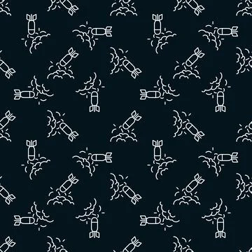 Rocket Hit with Explosion vector concept dark line seamless pattern 库存插图