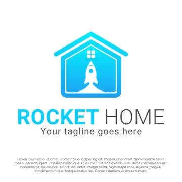 Rocket home negative space vector logo concept design 스톡 일러스트