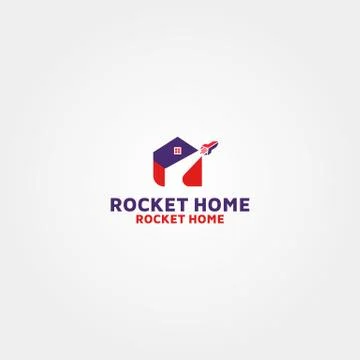 ROCKET Home vector logo design template idea Illustrazione stock
