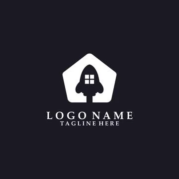 Rocket house logo design vector Stock Illustration