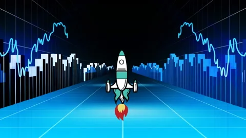 Rocket icon against financial data processing Stock Footage 138880096