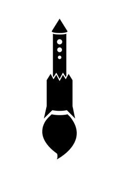 Rocket icon, black silhouette. Vector illustration isolated on white backgrou Stock Illustration