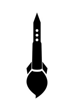 Rocket icon, black silhouette. Vector illustration isolated on white backgrou Illustrazione stock