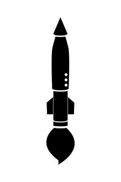 Rocket icon, black silhouette. Vector illustration isolated on white backgrou Stock Illustration