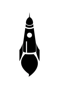 Rocket icon, black silhouette. Vector illustration isolated on white backgrou 스톡 일러스트