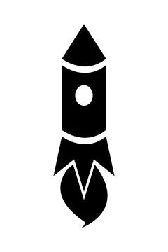 Rocket icon, black silhouette. Vector illustration isolated on white backgrou 스톡 일러스트