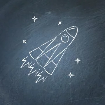 Rocket icon on chalkboard Stock Illustration