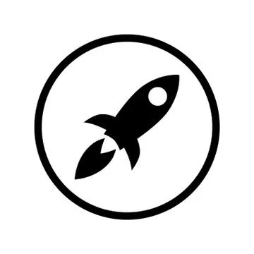 Rocket icon in circle. Rocket filled flat symbol Stock Illustration