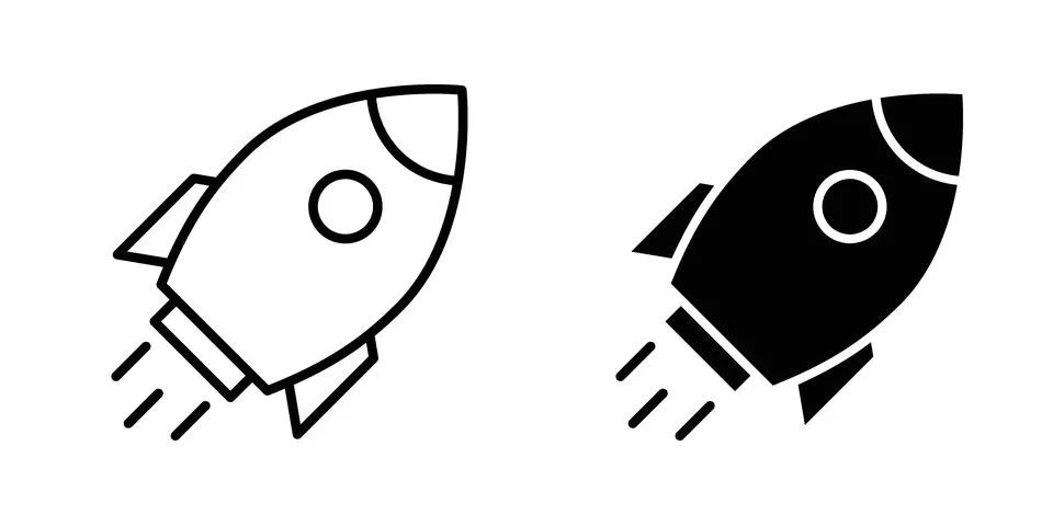 Rocket icon for design projects and web UI Stock Illustration