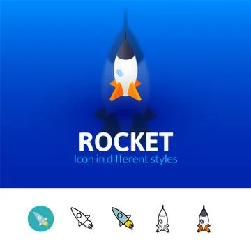 Rocket icon in different style Stock Illustration