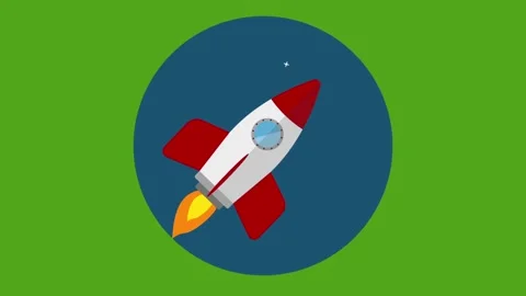 Rocket icon flat design full hd video 30 fps Stock Footage 165435493