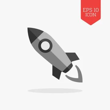 Rocket icon. Flat design gray color symbol. Modern UI web navigation, sign. Stock Illustration