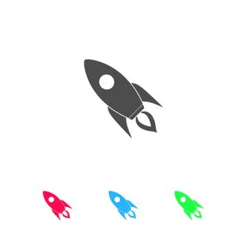 Rocket icon flat Stock Illustration