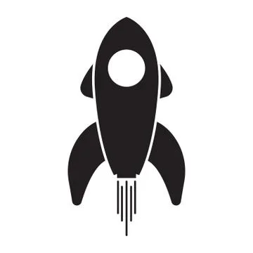 Rocket icon in a flat style. Space rocket launch. Spaceship.  Vector. Stock Illustration