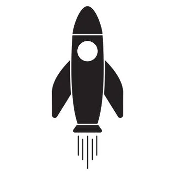 Rocket icon in a flat style. Space rocket launch. Spaceship.  Vector. Stock Illustration