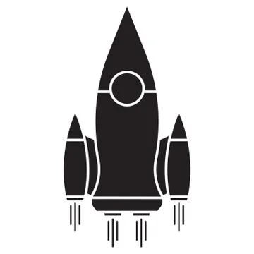 Rocket icon in a flat style. Space rocket launch. Spaceship.  Vector. 스톡 일러스트
