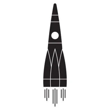Rocket icon in a flat style. Space rocket launch. Spaceship.  Vector. Stock Illustration