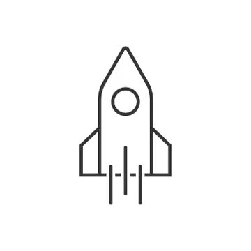 Rocket icon in flat style. Spaceship launch vector illustration on white isol Stock Illustration