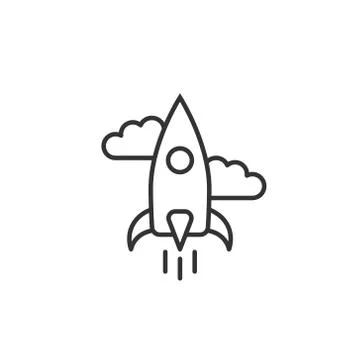 Rocket icon in flat style. Spaceship launch vector illustration on white isol Stock Illustration