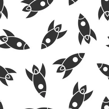 Rocket icon in flat style. Spaceship launch vector illustration on white isol Stock Illustration