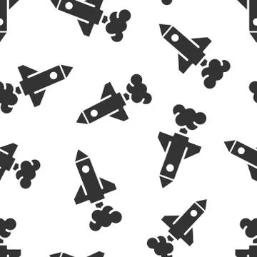 Rocket icon in flat style. Spaceship launch vector illustration on white isol Stock Illustration