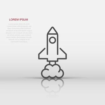 Rocket icon in flat style. Spaceship launch vector illustration on white is.. Stock Illustration