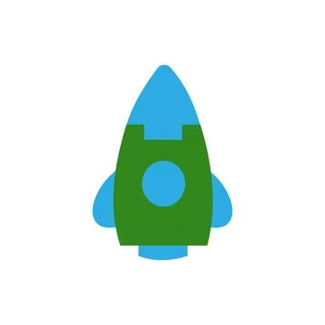 Rocket icon in flat style. Spaceship illustration on white isolated background Stock Illustration