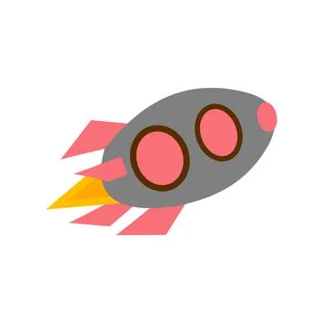 Rocket icon in flat style. Spaceship illustration on white isolated background Stock Illustration