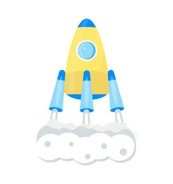 Rocket icon in flat style. Stratup sibol for business web, banner Stock Illustration