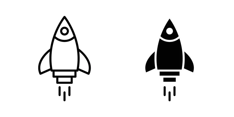 Rocket icon illustration. Pixel perfect vector graphics Stock Illustration