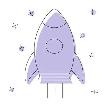 Rocket icon isolated on white background. Flat vector illustration Stock Illustration