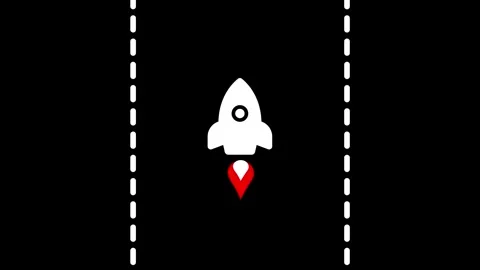 Rocket icon launches between two vertical dashed lines animation Stock Footage 339168802
