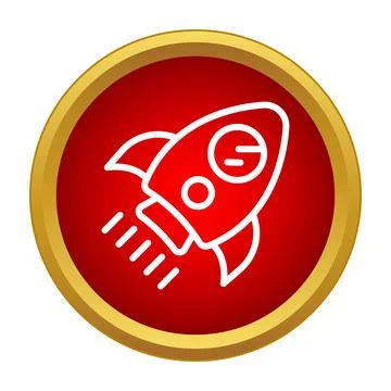 Rocket icon launching up in red circle Stock Illustration