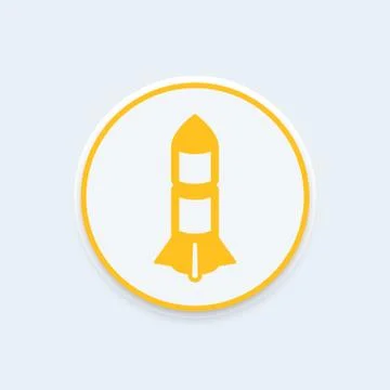 Rocket icon, missile, rocket launch pictogram, round icon, vector illustratio Stock Illustration