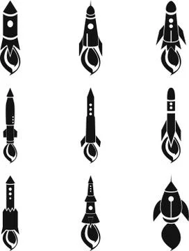 Rocket icon. Rocket silhouette. Rocket set vector. Icon design rocket Stock Illustration