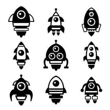 Rocket Icon Set Stock Illustration