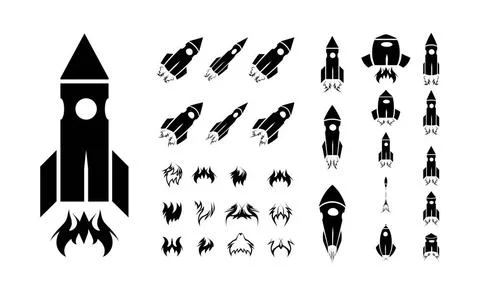 Rocket icon set Rocket icon set. Vector illustration on white background C... Stock Photos