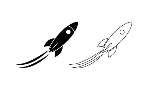 Rocket icon set with simple vector shapes. Stock Illustration
