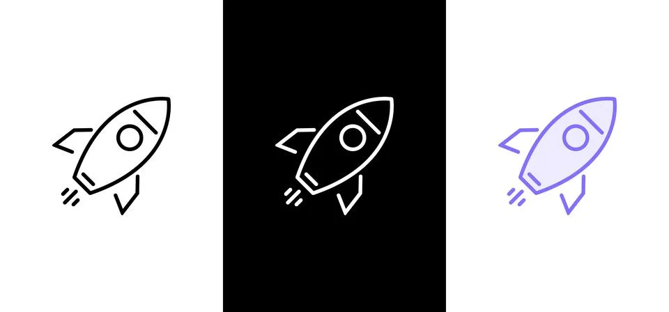 Rocket icon. Simple outline rocket signs set. Rocket launched icon. Stockillustratie