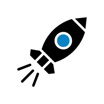 Rocket icon solid blue black business symbol illustration. Stock Illustration