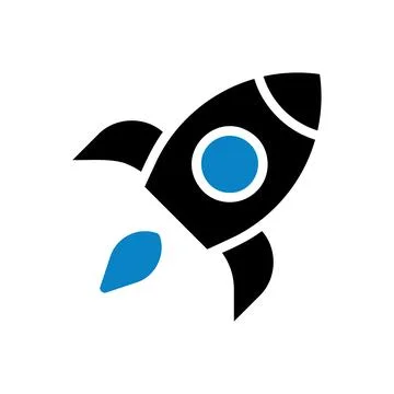 Rocket icon solid blue black business symbol illustration. Stock Illustration
