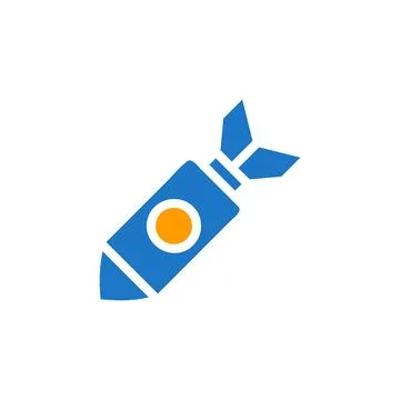 Rocket icon solid blue orange colour military symbol perfect. 스톡 일러스트