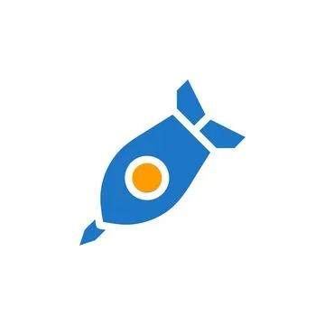 Rocket icon solid blue orange colour military symbol perfect. Stockillustratie