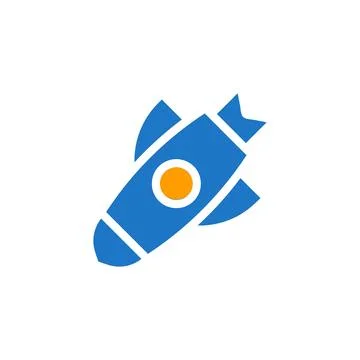 Rocket icon solid blue orange colour military symbol perfect. イラスト素材