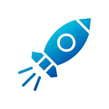 Rocket icon solid gradient blue business symbol illustration. Stock Illustration
