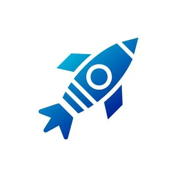Rocket icon solid gradient blue business symbol illustration. Stock Illustration